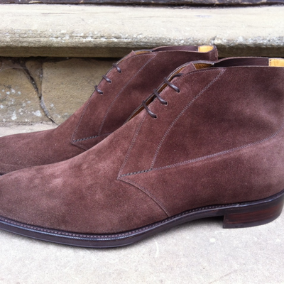 Handmade brown suede leather chukka boot - Thumbnail 2