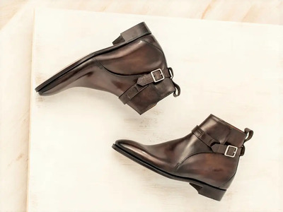 Handmade Dark Brown Buckle Strap Jodhpur Dress Boot