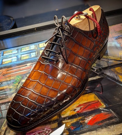 Handmade Brown Crocodile Leather Alligator Oxford Dress Shoes