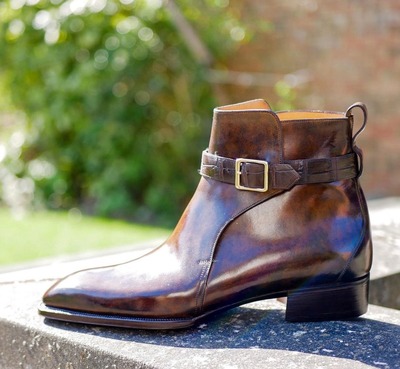 Handmade Men Brown Leather Jodhpur Strap Boot