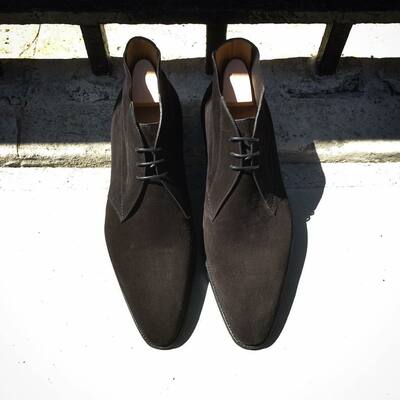 Handmade Black Suede Leather Chukka Boot