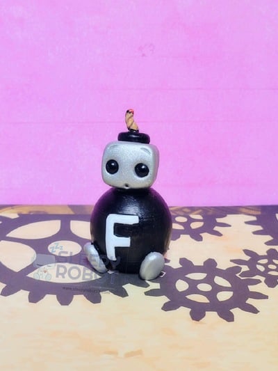 F-Bomb Robot Figurine Art Toy Kawaii Desk Buddy