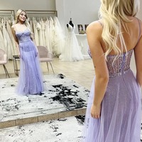 Sweetheart Sequins Long Lilac Prom Dresses with Appliques ,PD231200 - Thumbnail 1