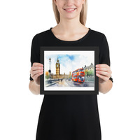 London Watercolor Painting Wall Art Framed poster - Thumbnail 1