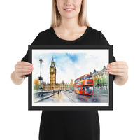 London Watercolor Painting Wall Art Framed poster - Thumbnail 3