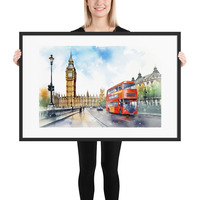 London Watercolor Painting Wall Art Framed poster - Thumbnail 6