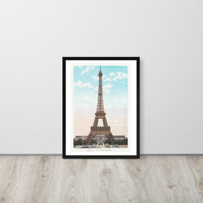 Vintage eiffel tower paris wall art framed poster