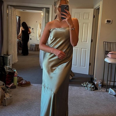 Mermaid chic sheath strapless sage green long bridesmaid dress,pd231213