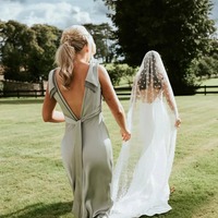 Fashion Sheath Sage Green Silk Satin Long V Neck Bridesmaid Dress,PD231214 - Thumbnail 3