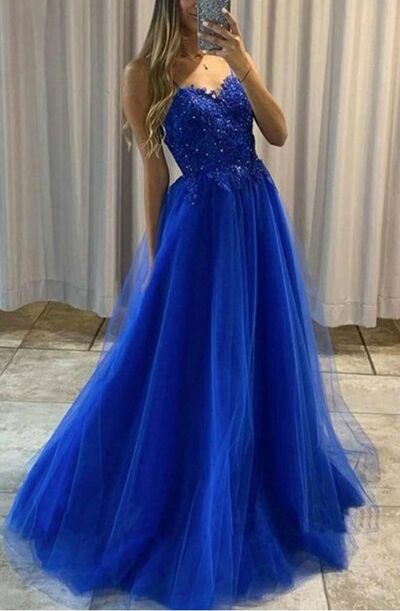 Elegant Royal Blue Lace Appliques Mother of Bride/ Groom Dress Evening Formal Dress Prom Dress
