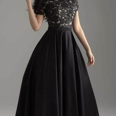 Elegant black lace mother of bride/ groom dress evening formal dress prom dress
