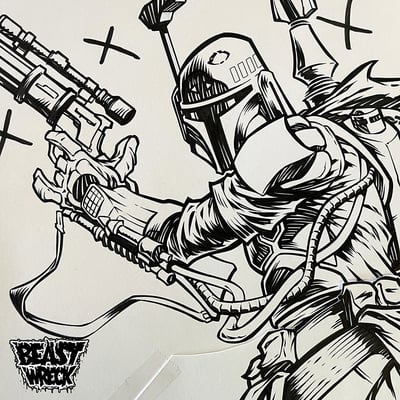 Bounty-hunter & slave i set of ink artwork - Thumbnail 3
