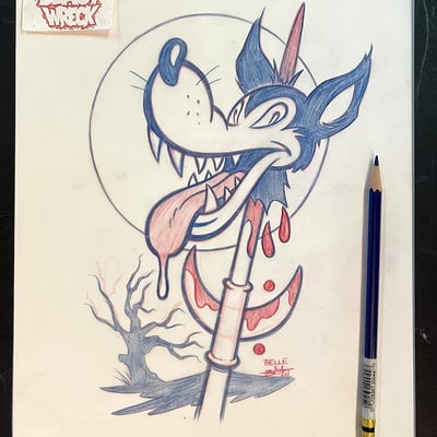 Slaughtered lamb pencil artwork