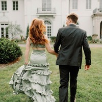 Chic Sheath Sage Green Silk Satin Tiedred Maxi V Neck Dress,PD231217 - Thumbnail 2