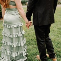 Chic Sheath Sage Green Silk Satin Tiedred Maxi V Neck Dress,PD231217 - Thumbnail 3