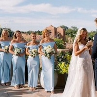 Charming Blue Sheath Off-Shoulder Silk Satin Long Bridesmaid Dress,PD231223 - Thumbnail 3