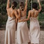 Sheath Champagne Cowl Neck Silk Satin Long Bridesmaid Dress ,PD231226-1