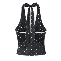 Retro V-neck camisole top with backless polka dot print halter neck short vest - Thumbnail 4