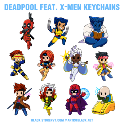 Deadpool + x-men keychains