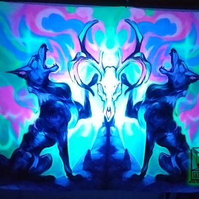 Black dogs uv tapestry 