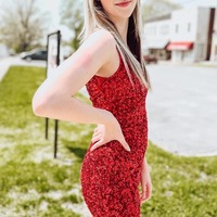 Cute Red Bodycon Scoop Neck Sequins Short Homecoming Dresses ,PD231250 - Thumbnail 2