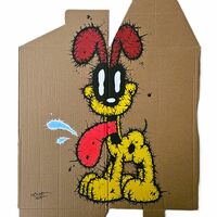 📺 Diptych Paintings by Celipe Perroloco "Orange Cat & Happy Dog"   - Thumbnail 3