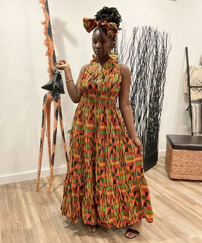 Kente raceback dress