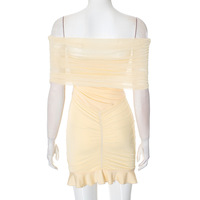 Tulle Pleated Mesh Backless Miniskirt - Thumbnail 1