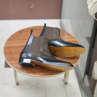 Ankle High Handmade Brown Black Leather Suede Fashion Boot - Thumbnail 2