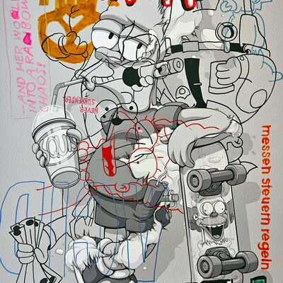 A3 handfinished print crossover by judas arrieta and dhani barragan "bart"