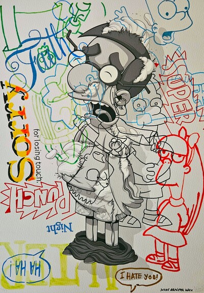 A3 Handfinished Print Crossover by Judas Arrieta and Dhani Barragan "Milhouse" 