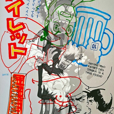 A3 handfinished print crossover by judas arrieta and dhani barragan "moe" 