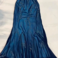 Sexy Halter Long Navy Blue Prom Dresses - Thumbnail 1