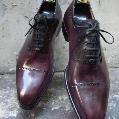 Handmade burgundy cap toe specially design oxford dress wear shoes in limited price edition