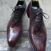 Handmade Burgundy Cap Toe Specially Design Oxford Dress Wear Shoes In Limited Price Edition - Thumbnail 1