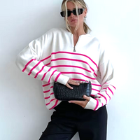 PINK STRIPED HALF ZIP JUMPER - Thumbnail 1