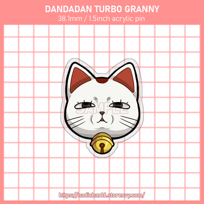 Dandadan turbo granny cat acrylic pin