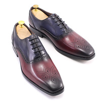 Handmade Men's genuine leather color matching office wedding shoes - Thumbnail 1