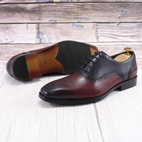 Handmade Men's genuine leather color matching office wedding shoes - Thumbnail 3