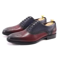Handmade Men's genuine leather color matching office wedding shoes - Thumbnail 6