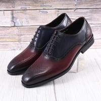 Handmade Men's genuine leather color matching office wedding shoes - Thumbnail 5