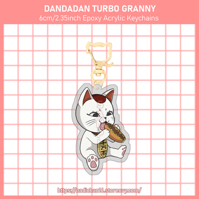 Dandadan turbo granny cat keychains