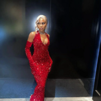 Sexy Halter Red Sequin Long Prom Dresses - Thumbnail 1