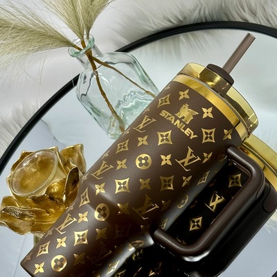 Handmade luxury insulated tumbler with handle - letter