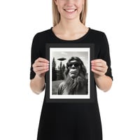 Funny Sasquatch Bigfoot with UFO Framed poster - Thumbnail 1