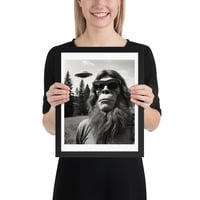 Funny Sasquatch Bigfoot with UFO Framed poster - Thumbnail 2