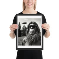 Funny Sasquatch Bigfoot with UFO Framed poster - Thumbnail 3