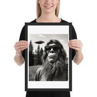 Funny Sasquatch Bigfoot with UFO Framed poster - Thumbnail 4