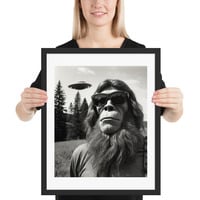 Funny Sasquatch Bigfoot with UFO Framed poster - Thumbnail 5