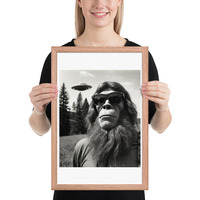 Funny Sasquatch Bigfoot with UFO Framed poster - Thumbnail 10